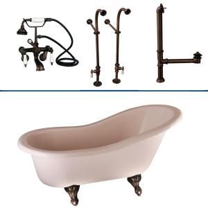 Barclay Products 5 ft. Acrylic Slipper Bathtub Kit in Bisque with Oil Rubbed Bronze Accessories TKATS60 BORB1