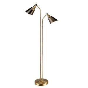 Hampton Bay 62.25 in. Antique Brass and Charcoal Floor Lamp with Metal Shades FOJ0682A