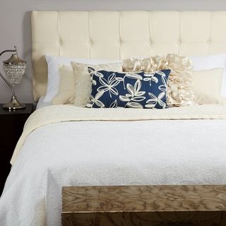Mozaic Humble + Haute Sussex Ivory Linen Queen Tufted Upholstered Headboard Ivory Size Queen