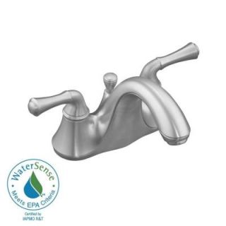 KOHLER Forte 4 in. Traditional 2 Handle Low Arc Bathroom Faucet in Brushed Chrome K 10270 4A G
