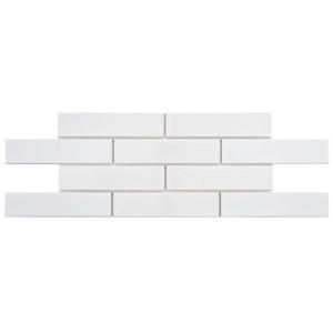 Merola Tile Metro Soho Subway Glossy White 2 in. x 7 1/2 in. x 5mm Porcelain Floor and Wall Tile (1 sq.ft./pack) FXLMSHSW