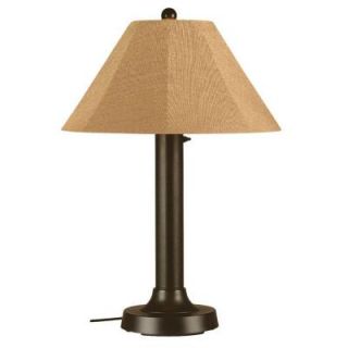 Patio Living Concepts Seaside 34 in. Outdoor Bronze Table Lamp with Straw Linen Shade 26617