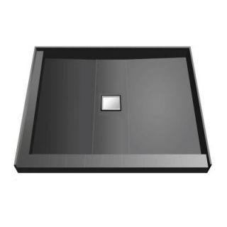 Wonder Drain 36 in. x 36 in. Double Threshold Shower Pan in Black WD3636CDL PVC