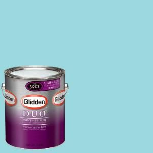 Glidden DUO 1 gal. #GLB07 01S True Turquoise Semi Gloss Interior Paint with Primer GLB07 01S