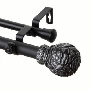 Rod Desyne 120 in.   170 in. Black 1 in. Rosy Double Curtain Rod Set 100 12 992 D