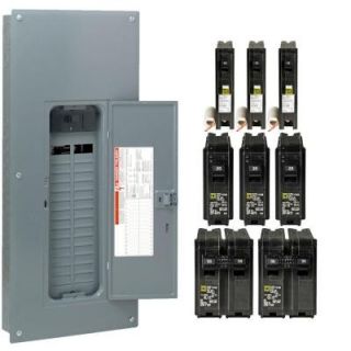 Square D by Schneider Electric Homeline 200 Amp 30 Space 40 Circuit Indoor Main Breaker Load Center with Cover Value Pack HOM3040M200CAFIVP