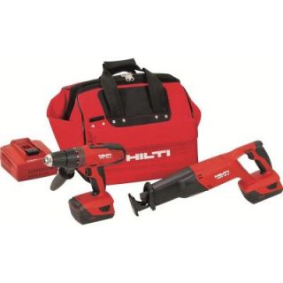 Hilti 18 Volt Lithium Ion Cordless Hammer Drill Driver/Reciprocating Saw Combo Kit (2 Tool) 3497682
