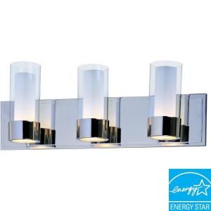 Illumine 3 Light 8 in. Polished Chrome Bath Vanity with Clear/Frosted Glass Shade HD MA41831822