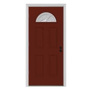 JELD WEN Langford Fan Lite Painted Steel Entry Door with Primed Brickmold THDJW167300052