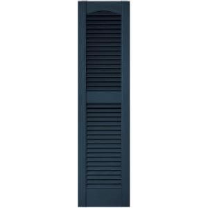 Builders Edge 12 in. x 48 in. Louvered Vinyl Exterior Shutters Pair in #036 Classic Blue 010120048036
