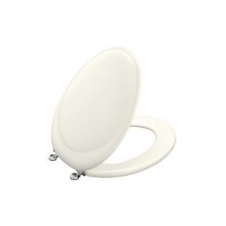 KOHLER Revival Elongated Closed front Toilet Seat with Polished Chrome Hinge in Biscuit DISCONTINUED K 4615 CP 96