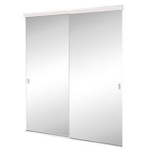 Brittany Steel White 71 in. x 80 1/2 in. Mirrored Bypass Door Brittany