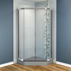 MAAX Intuition 36 in. x 36 in. x 70 in. Neo Angle Frameless Corner Shower Door with Clear Glass in Nickel Finish 137240 900 105 000