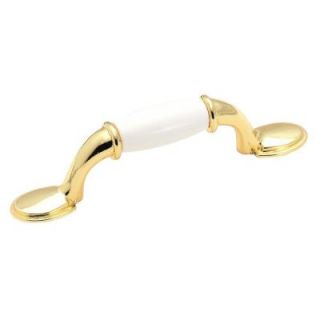 Amerock 3 in. White Polished Brass Finish Pull with Plastic Inset 245WPB