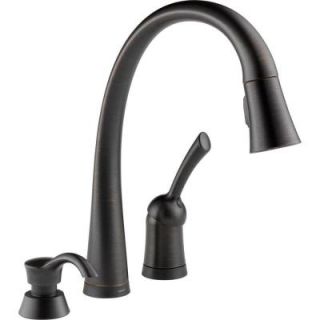 Delta Pilar Single Handle Pull Down Sprayer Kitchen Faucet in Venetian Bronze with Touch2O Technology 980T RBSD DST
