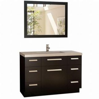 Design Element Moscony 48 in. Vanity in Espresso with Quartz Vanity Top and Mirror in White J48 DS
