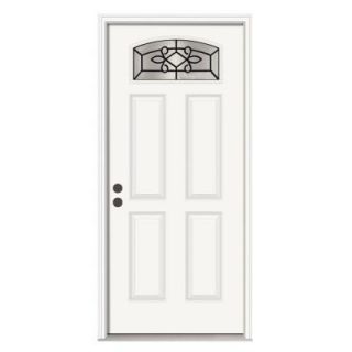 JELD WEN Sanibel Camber Top Primed White Steel Entry Door with Brickmold THDJW166700583