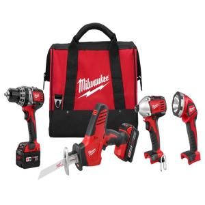 Milwaukee Reconditioned M18 18 Volt Lithium Ion Cordless Hammer Drill/Hackzall/Impact/Light Combo Kit (4 Tool) DISCONTINUED 2695 84