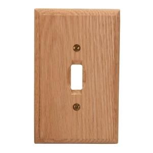 Amerelle Solid Oak 1 Toggle Wall Plate   Unfinished 4008TUN