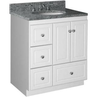 Simplicity by Strasser Ultraline 30 in. W x 21 in D x 34 1/2in H Vanity Cabinet Only with Left Drawers in Satin White 01.308.2