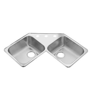 American Standard Prevoir Top Mount Brushed Stainless Steel 43.4375x23.375x8 3 Hole Double Corner Bowl Kitchen Sink DISCONTINUED 17CN.442383.073