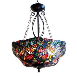 Chloe Lighting Tiffany Style Marigold 3 Light Stainless Steel Inverted Pendant Fixture with 21 in. Shade CH21403R UPD3