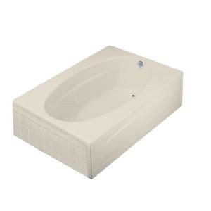 KOHLER Proflex 5 ft. Right Hand Drain with Tile Flange Alcove Bathtub in Almond K 1127 R 47