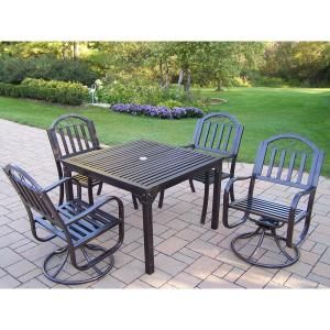 Oakland Living Rochester 5 Piece Swivel Patio Dining Set 6135 6128 5 HB