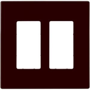 Cooper Wiring Devices 2 Switch Decorator Duplex Nylon Wall Plate   Brown PJS262B L
