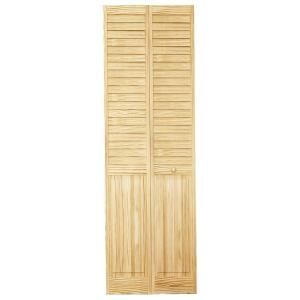Kimberly Bay 36 in. Plantation Louvered Solid Core Unfinished Panel Wood Interior Bi fold Closet Door DPBPLPC36