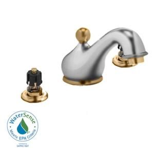 American Standard Amarilis 8 in. Widespread 2 Handle Low Arc Bathroom Faucet Satin Nickel/Polished Brass with Aerated Spout DISCONTINUED 3801.000.297