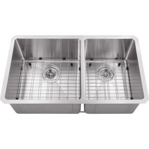 Schon Undermount Stainless Steel 32 3/4x19x10 0 Hole Double Bowl Kitchen Sink SCRA604016