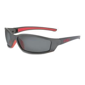 Uvex SolarPro Safety Glasses with Photochromic Tint Anti Fog/Anti Scratch Lens and Gray/Red Frame SX0406