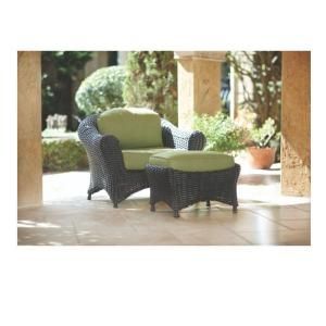 Martha Stewart Living Lake Adela Charcoal Patio Lounge Chair and Ottoman Set with Cilantro Cushions 0482000610