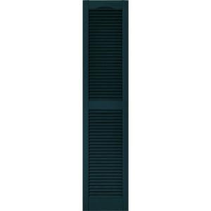 Builders Edge 15 in. x 67 in. Louvered Shutters Pair in #166 Midnight Blue 010140067166
