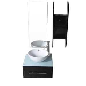 Virtu USA Primo 24 in. Single Basin Vanity in Espresso with Tempered Glass Vanity Top and Mirror UM 3079 G ES