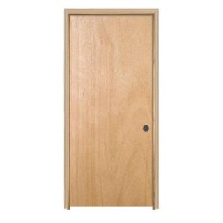 JELD WEN Woodgrain Flush Unfinished Hardwood Prehung Interior Door with Trim 779839