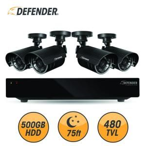 Defender 4 Channel 500GB Hard Drive Surveillance System with (4) 480 TVL Cameras 21020