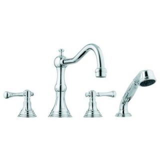 GROHE Bridgeford 2 Handle Roman Tub Faucet with Handshower in Starlight Chrome Less Handles 25 080 000
