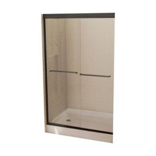 MAAX Tonik 47 1/2 in. x 71 in. Frameless 2 Panel Shower Door in Oil Rubbed Bronze with Clear Glass 104183 900 172 000