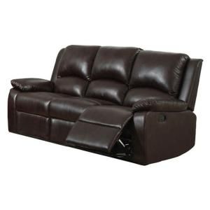 Furniture of America Oxford Leatherette Sofa in Rustic Dark Brown CM6555 SF