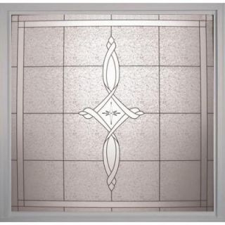 Hy Lite 49.75 in. x 49.75 in. Amherst Pattern Decorative Glass White Vinyl Fin Fixed Picture Window DECO4949WHV1500AMHE
