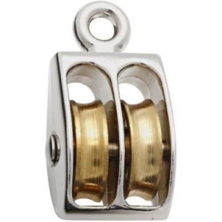 National Hardware 1 in. Fixed Double Pulley in Nickel 3204BC 1 DBL PULLEY FEYE