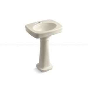 KOHLER Bancroft 4 in. Pedestal Bathroom Sink Combo in Almond K 2338 4 47
