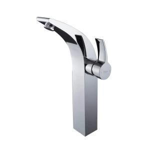KRAUS Illusio Single Hole 1 Handle Mid Arc Bathroom Vessel Faucet in Chrome KEF 14700CH