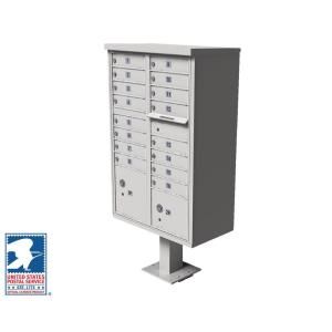 Florence Vital 1570 Series White CBU with 16 Mailboxes, 1 Outgoing Mail Compartment, 2 Parcel Lockers 1570 16WHAF