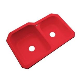 Thermocast Cambridge Undermount Acrylic 33x22x10.5 in. 0 Hole Double Bowl Kitchen Sink in Red 45064 UM