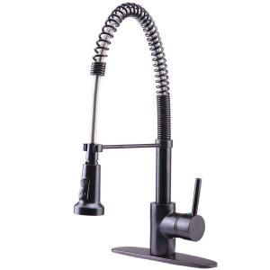Kingston Brass Single Handle Pull Down Sprayer Kitchen Faucet in Oil Rubbed Bronze HGS8885DL