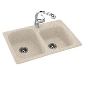Swanstone Dual Mount Composite 33x22x9 1 Hole Double Bowl Kitchen Sink in Almond Galaxy KS03322DB.046