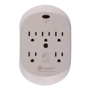 GE 5 Outlet 360 Joules In Wall Surge Protector   Gray 55205